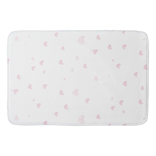 Roze Hart Patroon Girly Romantische Waterverf Badmat (Voorkant)