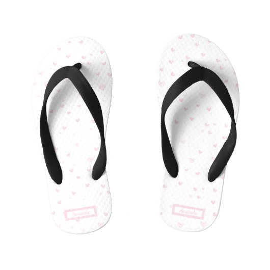 Roze Hart Patroon Girly Romantische Waterverf Kinder Teenslippers (Voetbed)