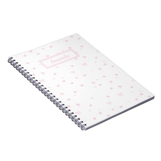 Roze Hart Patroon Girly Romantische Waterverf Notitieboek (Rechterzijde)