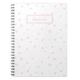 Roze Hart Patroon Girly Romantische Waterverf Notitieboek