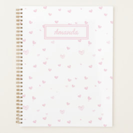 Roze Hart Patroon Girly Romantische Waterverf Planner