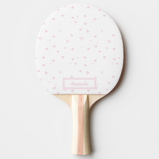 Roze Hart Patroon Girly Romantische Waterverf Tafeltennisbatje (Voorkant)