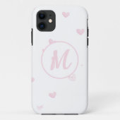 Roze Hart Patroon Meisje Romantisch Monogrammed Case-Mate iPhone Case (Achterkant)