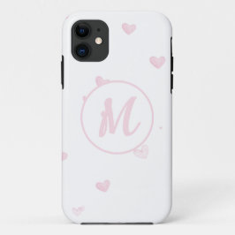 Roze Hart Patroon Meisje Romantisch Monogrammed Case-Mate iPhone Case