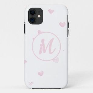 Roze Hart Patroon Meisje Romantisch Monogrammed Case-Mate iPhone Case