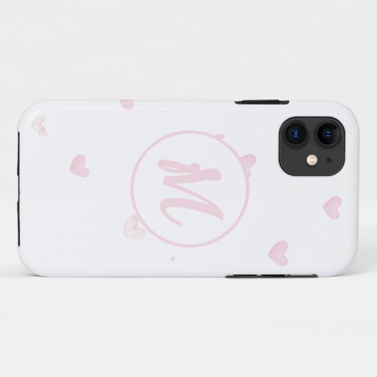 Roze Hart Patroon Meisje Romantisch Monogrammed Case-Mate iPhone Case (Achterkant (horizontaal))