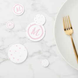 Roze Hart Patroon Meisje Romantisch Monogrammed Confetti
