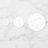 Roze Hart Patroon Meisje Romantisch Monogrammed Confetti (Achterkanten)