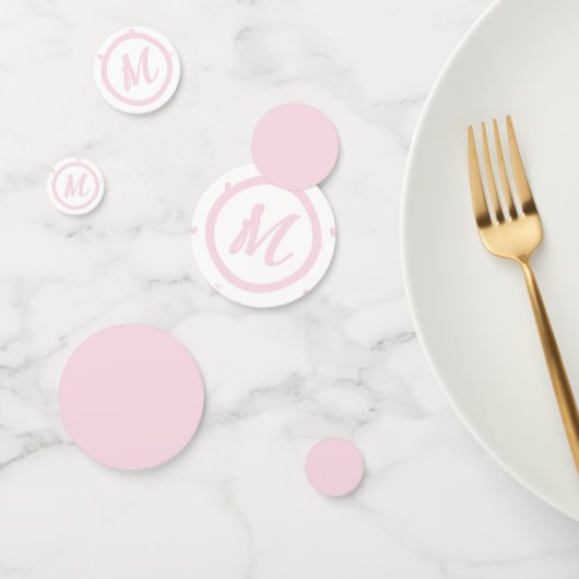 Roze Hart Patroon Meisje Romantisch Monogrammed Confetti (Groep)