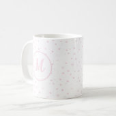 Roze Hart Patroon Meisje Romantisch Monogrammed Koffiemok (Voorkant links)