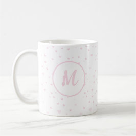 Roze Hart Patroon Meisje Romantisch Monogrammed Koffiemok