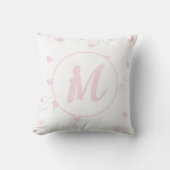 Roze Hart Patroon Meisje Romantisch Monogrammed Kussen (Voorkant)
