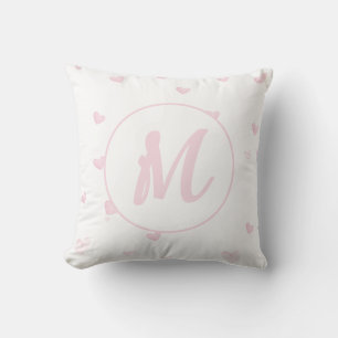 Roze Hart Patroon Meisje Romantisch Monogrammed Kussen