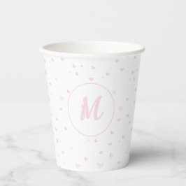 Roze Hart Patroon Meisje Romantisch Monogrammed Papieren Bekers