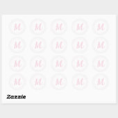 Roze Hart Patroon Meisje Romantisch Monogrammed Ronde Sticker (Vel)