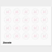 Roze Hart Patroon Meisje Romantisch Monogrammed Ronde Sticker (Vel)