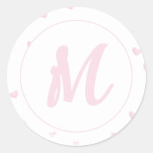 Roze Hart Patroon Meisje Romantisch Monogrammed