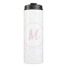Roze Hart Patroon Meisje Romantisch Monogrammed Thermosbeker