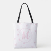 Roze Hart Patroon Meisje Romantisch Monogrammed Tote Bag (Achterkant)