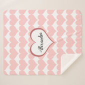 Roze Hart Patroon Naam Monogram Schrift Sherpa Deken (Voorkant (horizontaal))