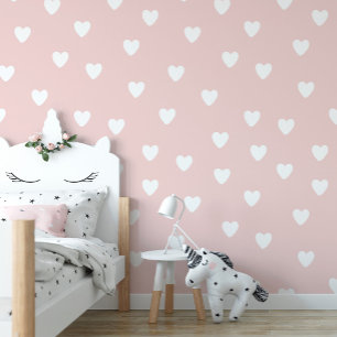 Roze Hart Patroon Nursery Wallpaper Behang