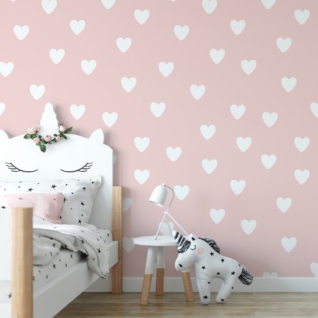 Roze Hart Patroon Nursery Wallpaper Behang (Creator heeft geüpload)