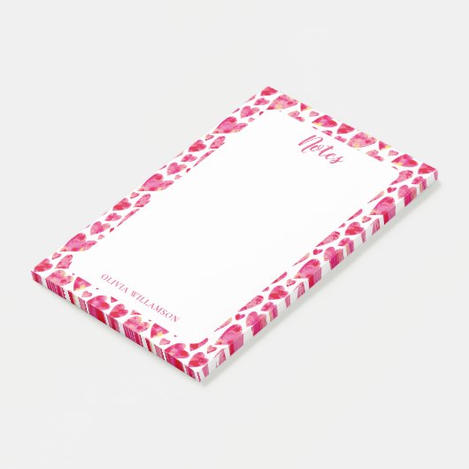 Roze hart patroon te doen notities post-it® notes (Schuin)