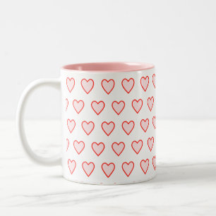 Roze Hart Patroon Tweekleurige Koffiemok