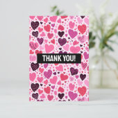 Roze Hart Patroon Vrouwelijk Bedankkaart (Staand voorkant)