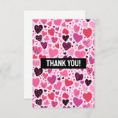 Roze Hart Patroon Vrouwelijk Bedankkaart (Voorkant / Achterkant)