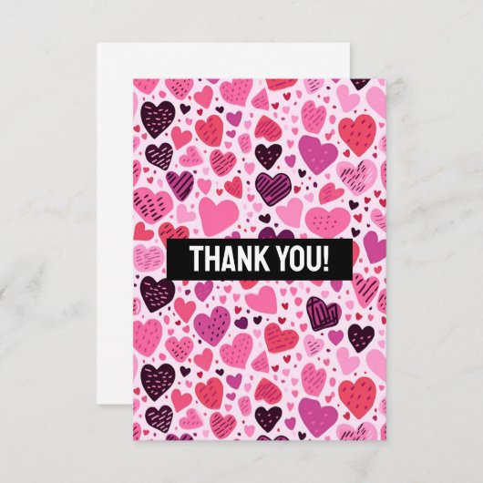 Roze Hart Patroon Vrouwelijk Bedankkaart (Voorkant / Achterkant)