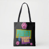 Roze Hart Paw Print "Powered by Paws" Ontwerp Tote Bag (Voorkant)