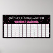 Roze hart Perpetual Birthday Calendar Poster (Voorkant)