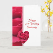 Roze Hart Persoonlijk 25e Trouwdag Kaart (Gele Bloem)