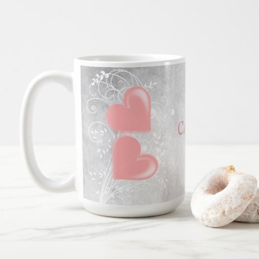 Roze hart persoonlijke koffie-Mok Koffiemok (Met donut)