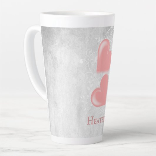 Roze hart Persoonlijke latte Mok (Linkerhoek)