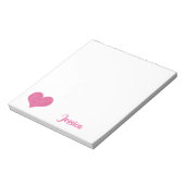 Roze hart Persoonlijke meisjesnaam Notitieblok (Linkerzijde)