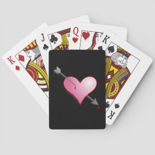 Roze Hart Pijl Zwarte Speelkaarten