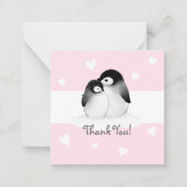Roze Hart Pinguïn Dank u Notecards Notitiekaartje
