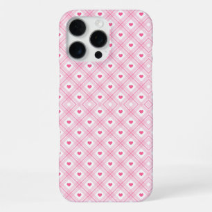 Roze Hart Plaid iPhone 16 Pro Max Hoesje
