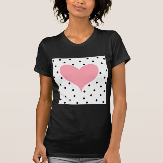 Roze Hart Polka Dots T-shirt (Voorkant)