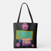 Roze Hart Pootafdruk "Powered by Paws" Ontwerp Tote Bag (Achterkant)