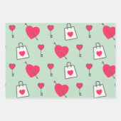 Roze Hart Postkaart Pastel Inpakpapier Vel (Voorkant 3)