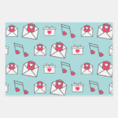Roze Hart Postkaart Pastel Inpakpapier Vel (Voorkant)