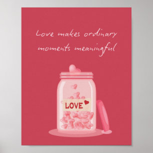 Roze Hart Potje Liefde Citaat Muurprint Poster