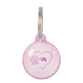 Roze Hart Prinses Aanpasbaar Huisdierpenning