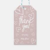 Roze Hart Print Meisje Baby shower Modern Dank je Cadeaulabel (Voorkant)
