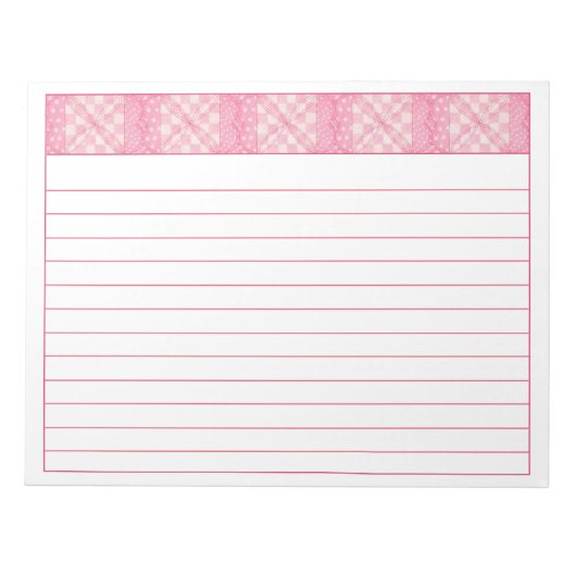 ROZE HART QUILT 11x8.5 Notitieblok + Lijnen (Voorkant)