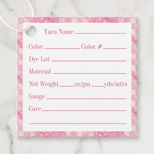 ROZE HART QUILT 2 "Vierkante garen Labels (Voorkant)
