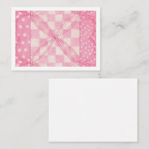 ROZE HART QUILT 3.5x2.5 Platte Kaart / Horizontaal Notitiekaartje